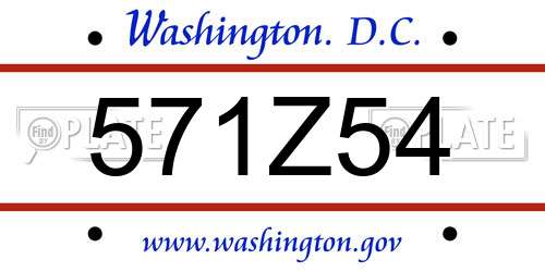 571Z54 District Of Columbia License Plate