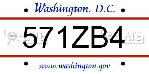 571ZB4 District Of Columbia License Plate