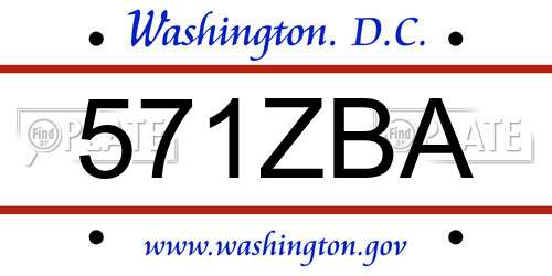 571ZBA District Of Columbia License Plate