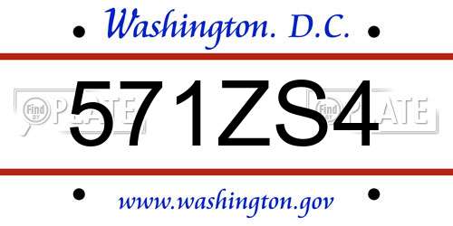 571ZS4 District Of Columbia License Plate