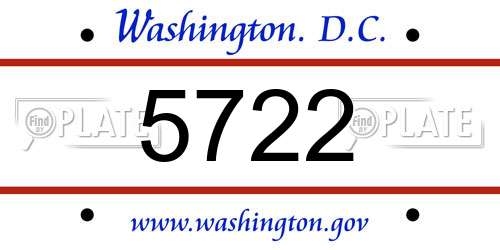 5722 District Of Columbia License Plate