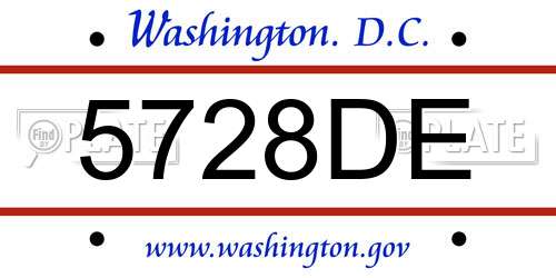 5728DE District Of Columbia License Plate