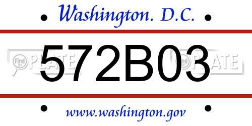 572B03 District Of Columbia License Plate
