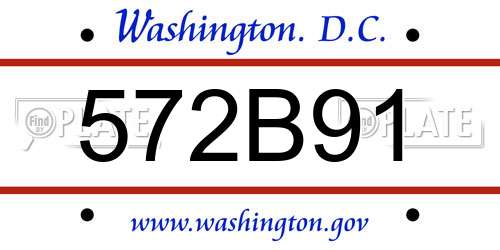 572B91 District Of Columbia License Plate