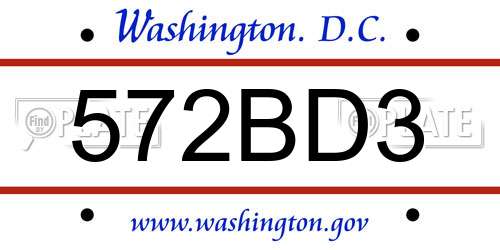 572BD3 District Of Columbia License Plate