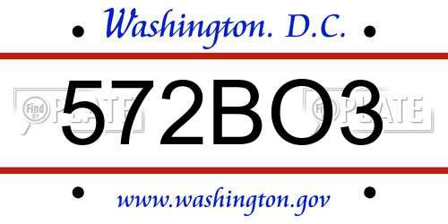 572BO3 District Of Columbia License Plate
