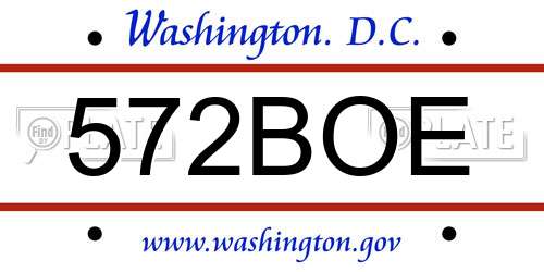 572BOE District Of Columbia License Plate