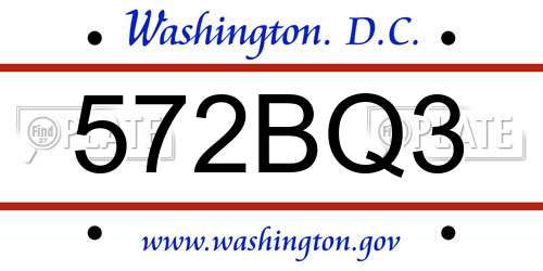 572BQ3 District Of Columbia License Plate