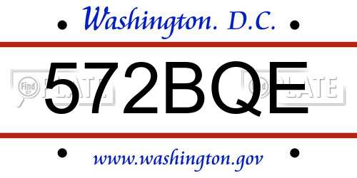 572BQE District Of Columbia License Plate
