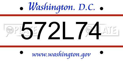 572L74 District Of Columbia License Plate