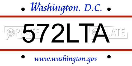 572LTA District Of Columbia License Plate