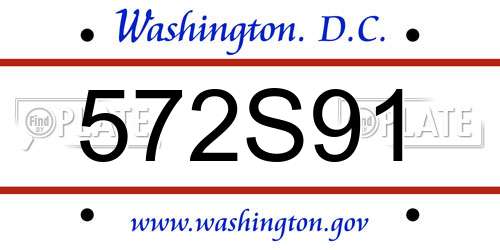 572S91 District Of Columbia License Plate