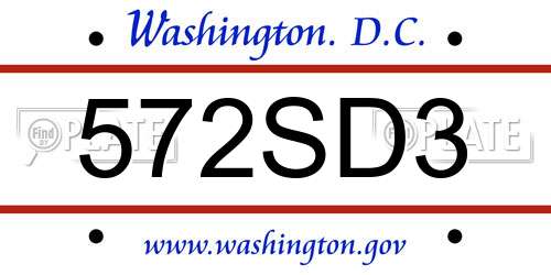 572SD3 District Of Columbia License Plate