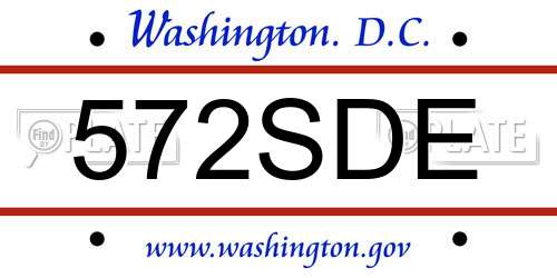 572SDE District Of Columbia License Plate
