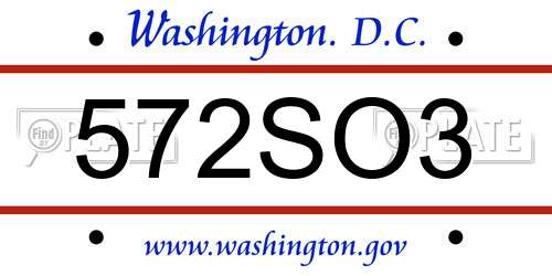 572SO3 District Of Columbia License Plate