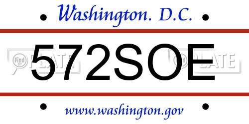 572SOE District Of Columbia License Plate