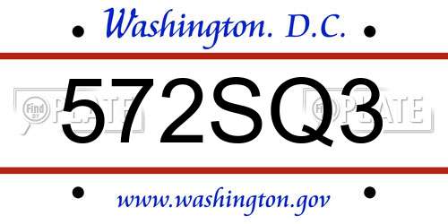 572SQ3 District Of Columbia License Plate