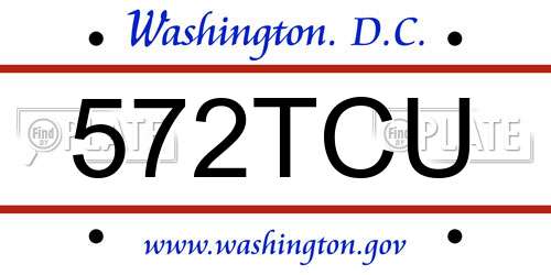 572TCU District Of Columbia License Plate
