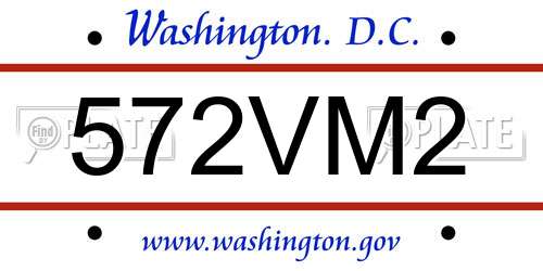 572VM2 District Of Columbia License Plate