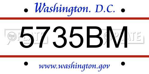 5735BM District Of Columbia License Plate