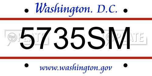 5735SM District Of Columbia License Plate