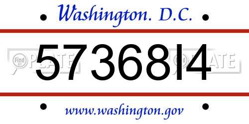 57368I4 District Of Columbia License Plate