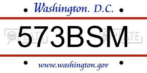 573BSM District Of Columbia License Plate