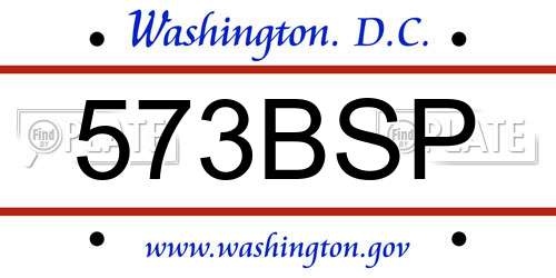 573BSP District Of Columbia License Plate