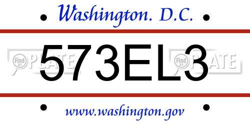 573EL3 District Of Columbia License Plate