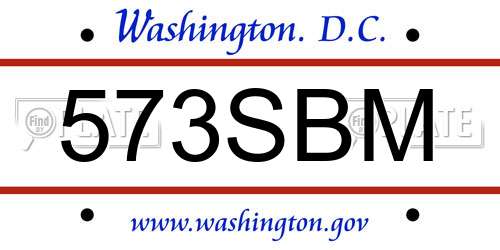 573SBM District Of Columbia License Plate