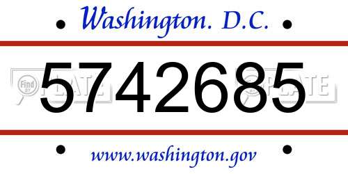 5742685 District Of Columbia License Plate