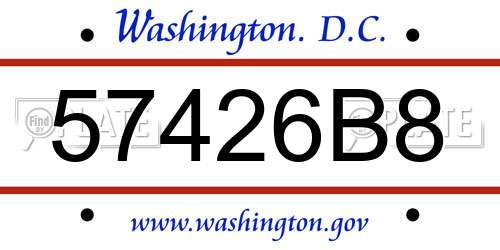 57426B8 District Of Columbia License Plate