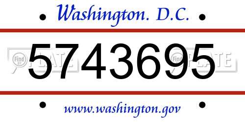 5743695 District Of Columbia License Plate