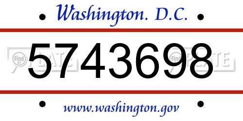 5743698 District Of Columbia License Plate