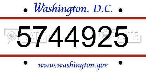5744925 District Of Columbia License Plate