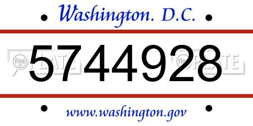 5744928 District Of Columbia License Plate