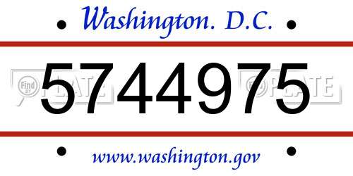 5744975 District Of Columbia License Plate