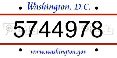 5744978 District Of Columbia License Plate