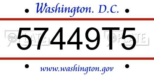 57449T5 District Of Columbia License Plate