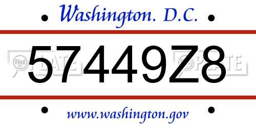 57449Z8 District Of Columbia License Plate