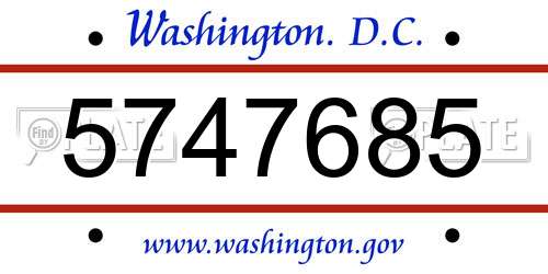 5747685 District Of Columbia License Plate