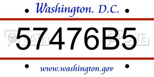 57476B5 District Of Columbia License Plate