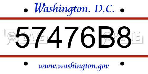57476B8 District Of Columbia License Plate