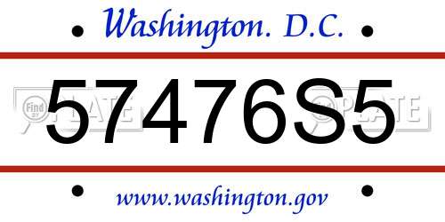 57476S5 District Of Columbia License Plate