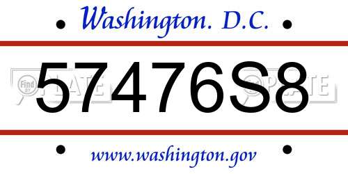57476S8 District Of Columbia License Plate