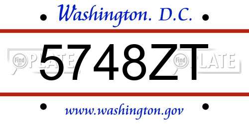 5748ZT District Of Columbia License Plate