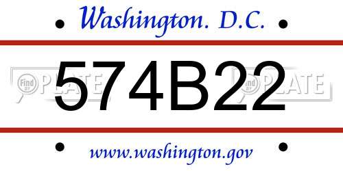 574B22 District Of Columbia License Plate