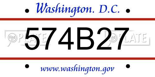 574B27 District Of Columbia License Plate
