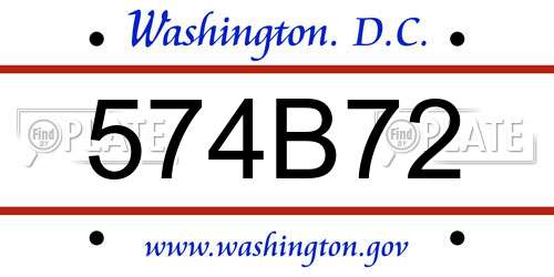 574B72 District Of Columbia License Plate