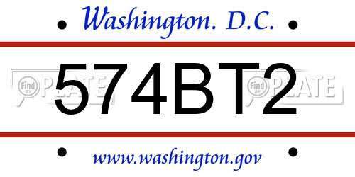 574BT2 District Of Columbia License Plate